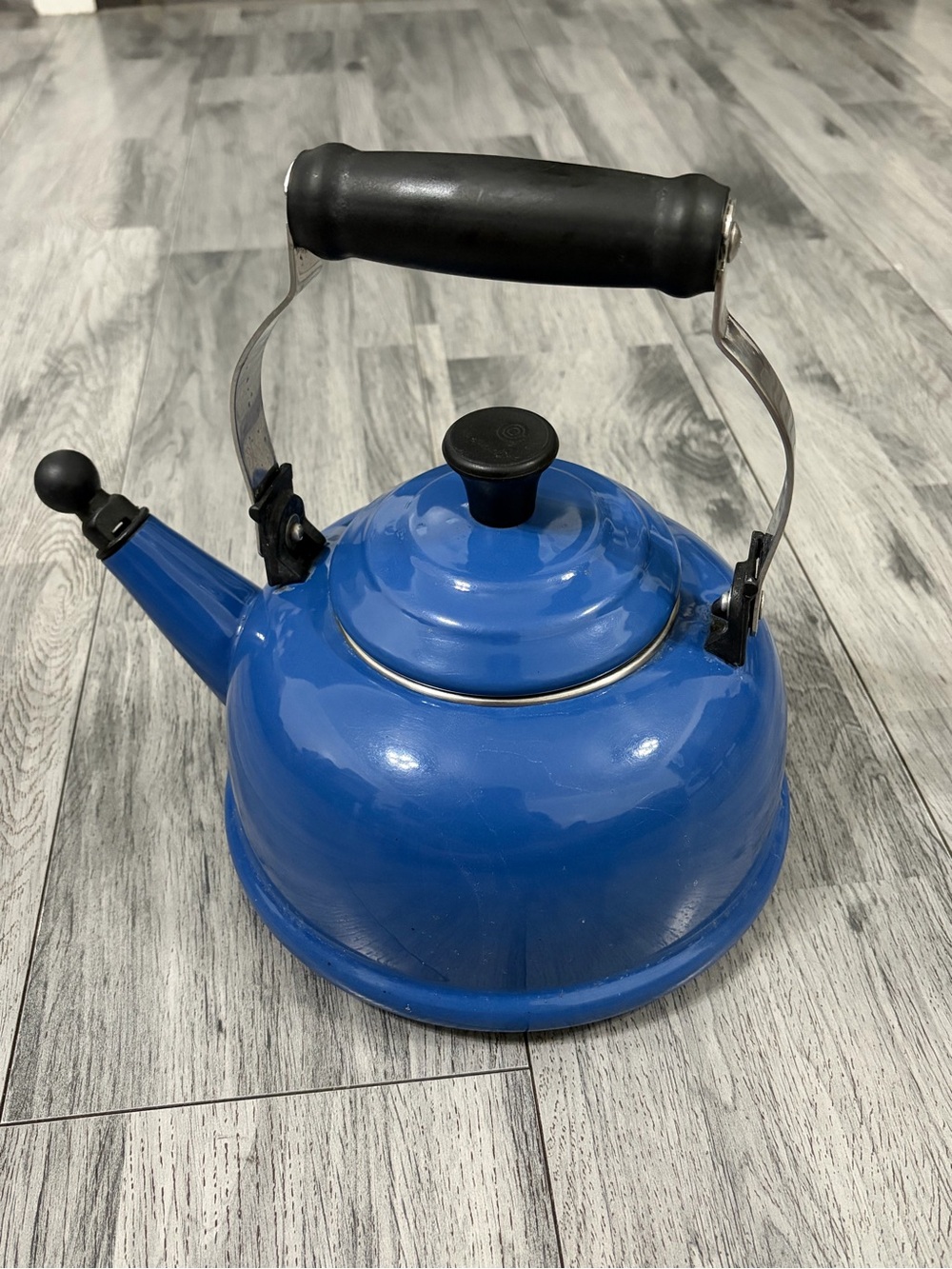 Le Creuset Blue Enamel Whistling Tea Kettle